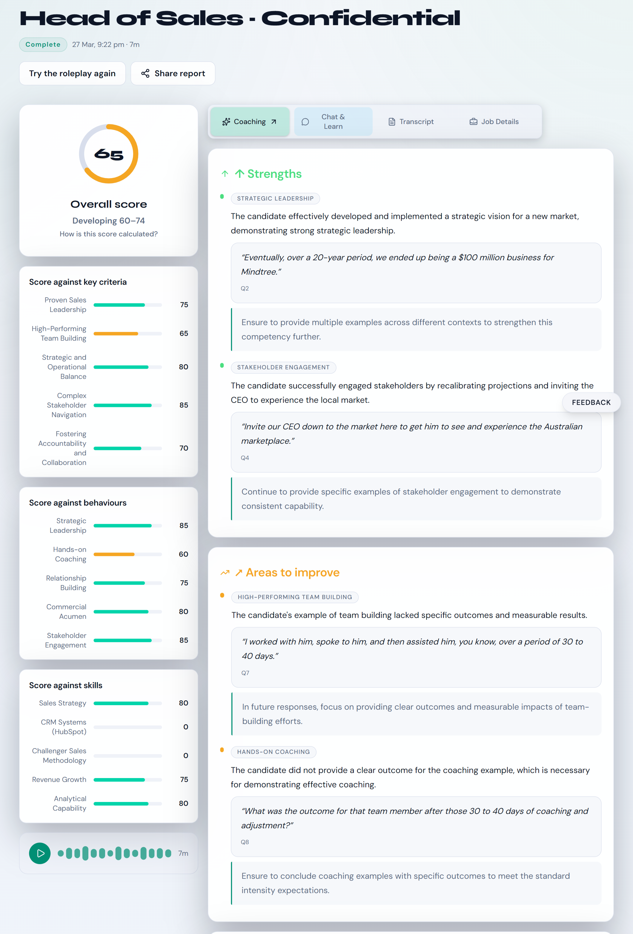 Roleplay results preview